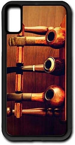 iPhone X Case Pipes Tobacco Old Man Corn Cob Pipe White Smoke Customizable by TYD Designs in Black Rubber