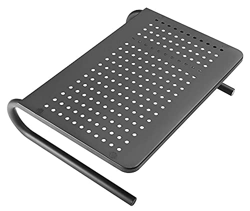 Rife Monitor Stand Riser with Vented Metal Base, Single Tier Desk Organizer Stand for Laptop Computer, Desktop Multimedia Printer Holds 22lbs, Versati