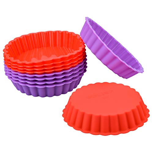 Silicone Mini Quiche Pan, Non-stick Round Pie Pan Silicone Molds 10 Packs - Thumbnail 3
