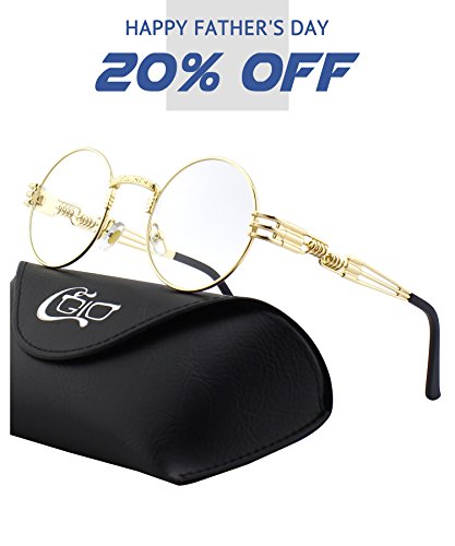 CGID E73 Retro Steampunk Style Inspired Round Metal Circle Polarized Sunglasses for Women Men