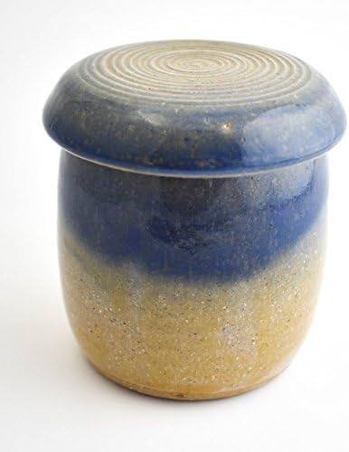 French Butter Keeper - Butter Bell - Hand thrown, Artisan made Butter Crock in Beige and Blue