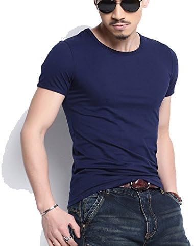 Men's Casual Basic T Shirt,JoJo Home Athletic Shirt Short Sleeve V Neck O Neck Tee (XL, Blue(O))