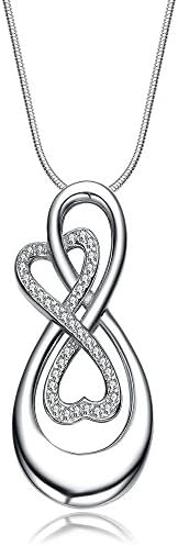 Zhane Infinity Collections Love You Infinity Rhodium Plated 925 Sterling Silver Round Cut Cubic Zirconia Necklace Fine Jewelry For Women (Clear) 21" Chain