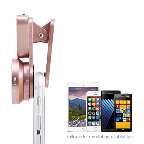 Wallfire 3 in 1 Cell Phone Lens with 3 Adjustable Brightness Fill Light,15X Macro 0.4X-0.6X Wide Angle Lens, HD Camera Lens for iPhone 7/7 Plus/6s/6s Plus/6/5, Samsung & Most Smartphones