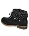Refresh Women Leatherette Sweater Knit Fold Down Fur Trim Combat Bootie BH47 - Black Leatherette (Size: 10)