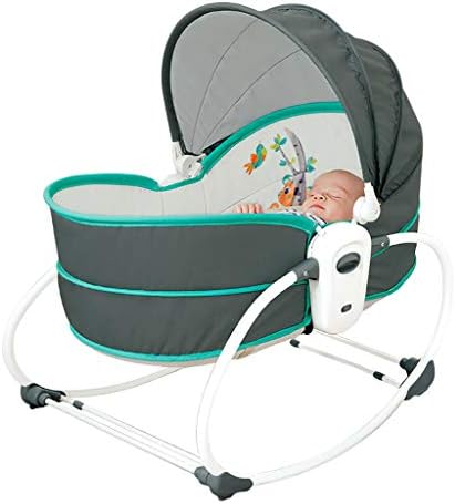 Folding Baby Rocking Chair 5 in 1 Multi-Functional Diaper Bags Travel Bassinet Portable Crib Changing Pad Station with Music Box & Toy Pole