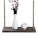 Oyeye Distressed Wood Hanging Swing Rope Floating Shelves with 4 Stainless Steel Hooks, Set of 2, Brown