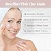 Brazilian Belle's Australian Pink Clay Mask for Deep Pore Cleansing | Purifying Facial with Argila, Bentonite Clay & Aloe Vera to help Unclog & Shrink Pores | 4 oz