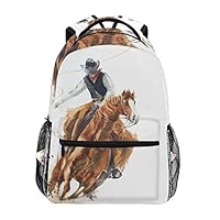 TARTINY Cowboy Riding Horse Ride Calf Roping Lightweight School Backpack Students College Bag Travel Hiking Camping Bags