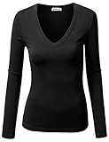 J.TOMSON Womens Plain Basic Cotton Spandex Long Sleeve T-Shirt