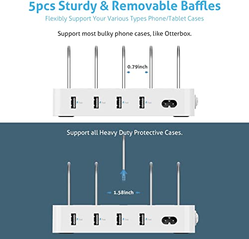 SOOPII Charging Station for Multiple Devices, 4-Port Charger Station with 6 Mixed Charging Cables, Desk Organizer Docking Station for Phones, Tablets and Other Electronics, USB