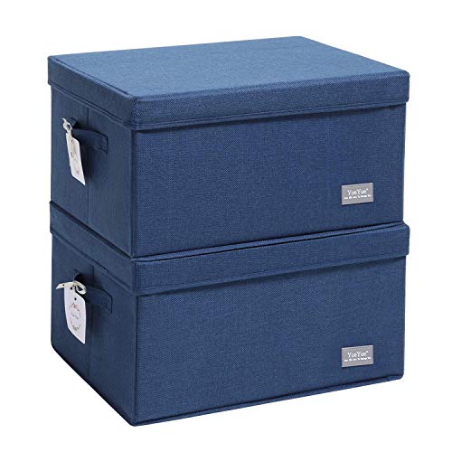 YueYue Large Cloth Storage Basket with Lids， Extra Large Linen Storage
