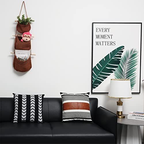 Hanging Kitchen Storage Basket, Brown 3 Tier Wall Hanging Fruit Baskets Cotton Woven Pantry Organizer Vegetable Keeper Boho Home Decorative Planter Holder With 3 Hooks & 3 Adhesive Hooks