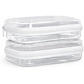 Maple & Lark Bliss Bins - Hard Sided Clear Zipper Case for Storage - Professional-Grade Plastic Clear Zipper Pencil Case, Toiletry Pouch, Travel Organizer, Cosmetic Bag, Toy Storage Bins (2 Pack, XS)