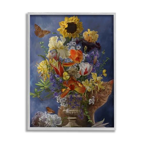 Stupell Industries Cat & Country Vase Framed Giclee Art by Nene Thomas