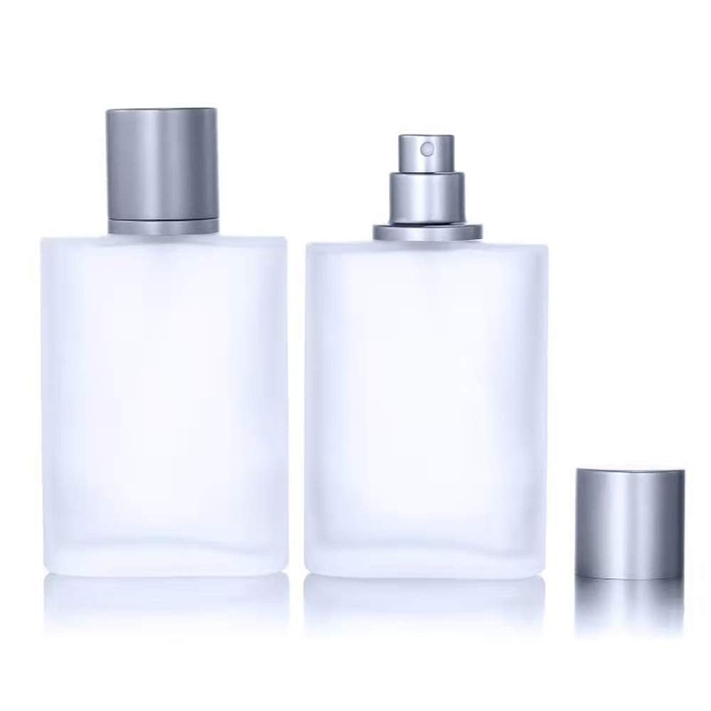 Photo 1 of 2 Pack 100ml/3.38 Oz Empty Frosted Glass Spray Bottle Perfume Atomizer, Refillable Fine Mist Spray Empty Perfume Bottles with 4 kinds of perfume dispenser (2 Pack 100ml/3.38 Oz Frosted Bottles)