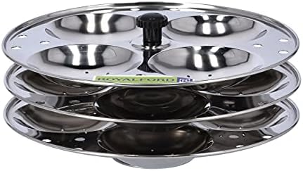 Royalford Stainless Idly Stand -3-Tier with Idli Steamer, Trey