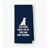 QODUNG All Food Must Go to The Lab for Testing Soft Kitchen Towels Dishcloths 16x24 Inch,Funny Labrador Drying Cloth Hand Towels Tea Towels for Kitchen,Dog Lover Labrador Mom Gifts(Dark Blue)