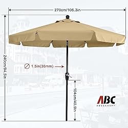 ABCCANOPY Premium Patio Umbrellas 9' Khaki