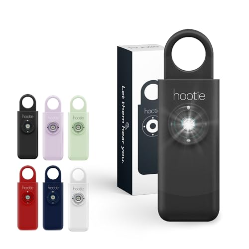 Hootie Personal Safety Alarm for Women, Men, & Kids - Keychain Alarm, Self Defense Strobe & Siren, Security Siren Keychain with 130dB Self Defense Siren & Strobe Light - Black