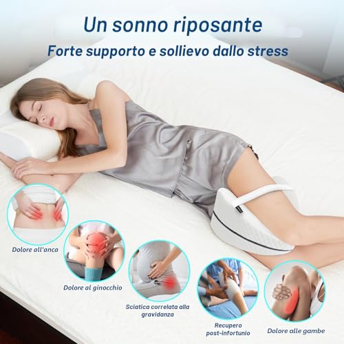 LITSPOT Leg and Knee Pillow for Hip Sleeping, Cooling Memory Foam Leg Pillow for Relieving Back, Hip, Sciatica and Joint Pain