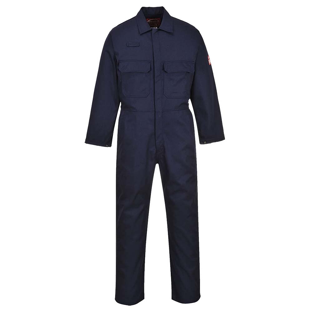 Portwest BIZ1 Mens Heat Flame Resistant Welding Overalls Bizweld FR Protective Boiler Suit Work Coveralls Durable Workwear Mechanics Warehouse Garages Navy, Large