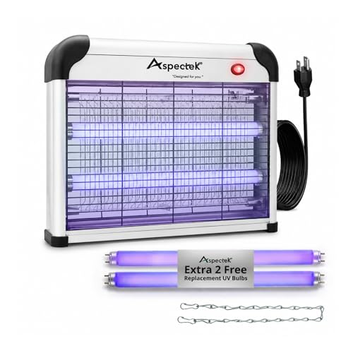 ASPECTEK Electric Bug Zapper, 20W UV Bulbs Mosquito, Fly, Gnat and Moth Control, Indoor and Covered Outdoor Use for Home, Garage, Patio and Farm, Includes 2 Replacement Bulbs