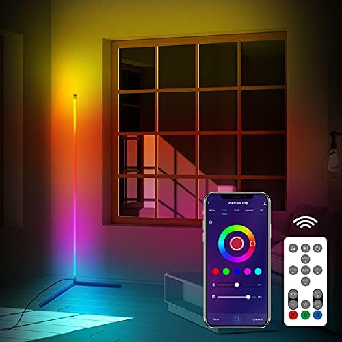 Smart Alexa RGB Corner Floor Lamp, SAUDIO Color Changing Modern Floor