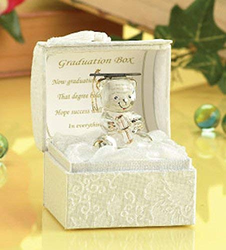Parmy Glass Bear Graduation Congratulations with Poem inside the Lid - Gift Boxed