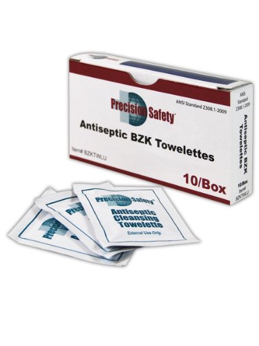 Magid BZKTWLU Precision Safety BZK Antiseptic Towelettes, 8" Length x 5" Width (10 per Container)