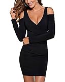 BIUBIU Women's Cold Shoulder V Neck Long Sleeve Bodycon Club Party Dress S-XL