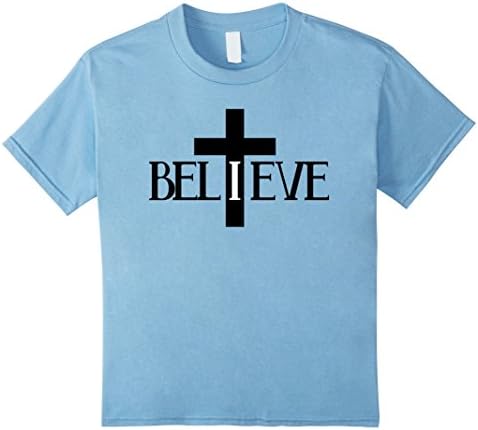 unisex-child Godly Christian T-Shirt | I Believe In The Cross Of Jesus 10 Baby Blue