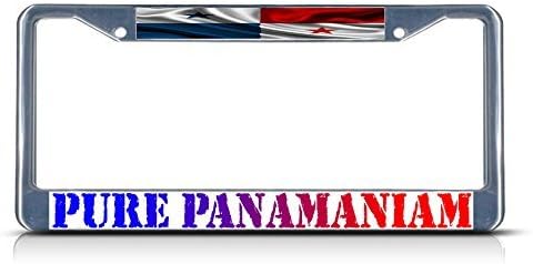 Pure Panamanian, Panama Wavy Flag Metal Chrome License Plate Frame