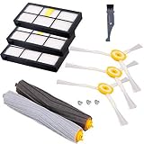 I-clean Replacement Parts for iRobot Roomba 880 870 800 Robotic Vacuum Cleaner (3pcs Hepa Filters, 3pcs Side Brushes, 1 set Tangle-Free Debris Extractor)