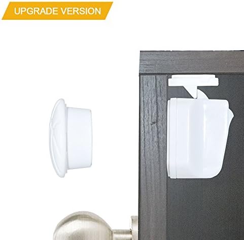 Magnetic Cabinet Lock, Child Safety 4 Locks - 1 Key, Child Proof Drawer and Kitchen Set,  Heavy Duty 3M Adhesive, No Drill No Tools Baby Proofing Home Security Kit, Best Easy To Install Hidden Magnet