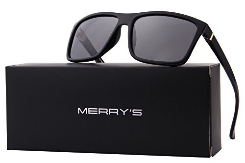 MERRY'S Men Polarized Sunglasses Fashion Male Sun glasses 100% UV Protection S8225 (Black, 58)