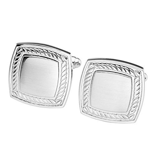 Zysta 4 Pairs Stainless Steel Men's Exquisite GQ Classic Shirts Cufflinks Groom Wedding Gift Business Shirt Cuff Links + Gift Box