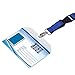 10 Pack Horizontal Extra Thick Clear ID Badge Holder Card Holder with Resealable Zip for Multiple Cards (Vinyl PVC) by Wisdompro - Blue Zip (4-3/8