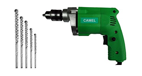 CAMEL BRAND 10 mm Drill Machine with 5 PCS MASNORY Wall BIT Set (Green) 350w