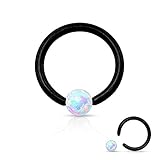 Opal Captive Bead Synthetic 316L Surgical Steel Ring (16g 5/16