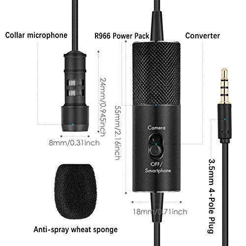 Lavalier Microphone, IUKUS Professional Clipon Lapel Mic