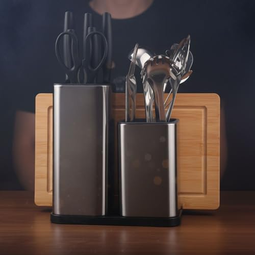 17-Piece Stainless Steel Kitchen Utensils Set with Professional Kitchen Knife Set, Professional Kitchen Chopping Board, Kitchen Knife Holder and Kitchen Accessories. Your Ideal Kitchen Kit