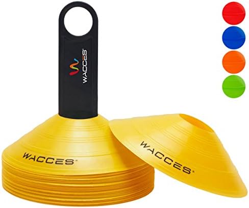 Wacces Agility Disc Cones with Transportaion Caddy Perfect for Soccer, Football Training & More- Pack of 25