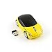 Wireless Car Mouse Cool Small Sports Car Shaped Computer Mice with USB Receiver 3 Buttons 1600DPI Optical Portable Cordless Mini Mouse for Laptop PC Computer Desktop Travel Home School Gift (Yellow)