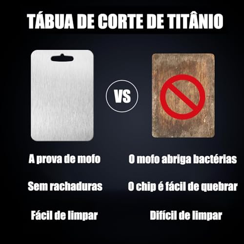 Trailabo Tábua de Cortar em Aço Inoxidável, Tábua de Cozinha Dupla Face, Antibacteriana e Resistente À Deformação, Adequada para Separar Carne e Vegetais (46 X 30CM)