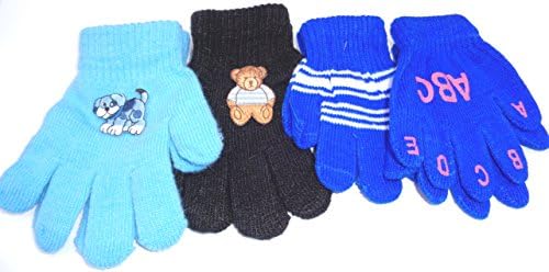 Set of Four Pairs Multicolor One Size Magic Gloves for Children 1- 4 Yrs