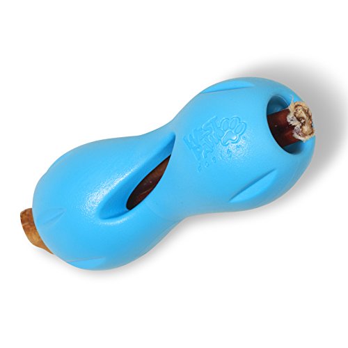 West Paw Zogoflex Qwizl Interactive Treat Dispensing Dog Puzzle Treat Toy for Dogs, 100% Guaranteed Tough, It Floats!, Made in USA, Large, Aqua Blue