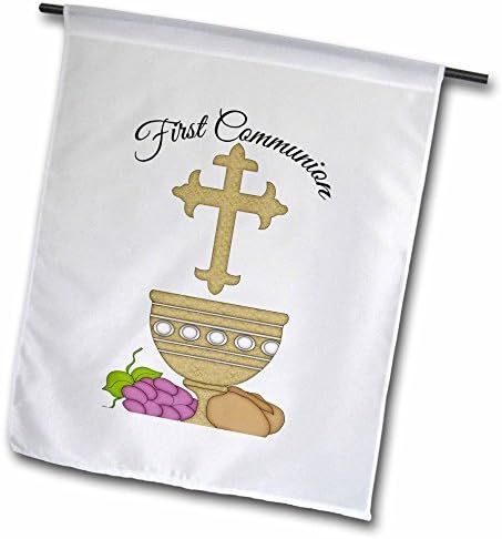 Beautiful First Communion Cross And Challis Illustration Decorative Garden Flag for Home Indoor Outdoor Durable Polyester Flag 12 x 18 Double Sides
