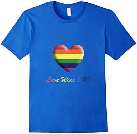 Men's Love Wins 2015 Rainbow Heart T-Shirt Gay Lesbian Tee Shirt Medium Royal Blue