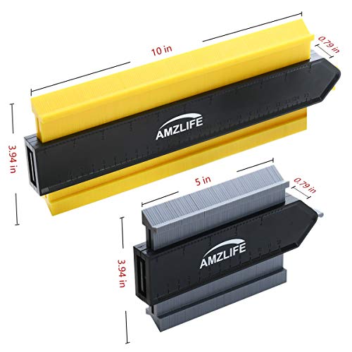 Contour Gauge with Lock, 10 Inch+5 Inch Precisely Copy Irregular Shape Duplicator Welding Woodworking Tracing Tool for DIY Handyman, Corner, Tiles